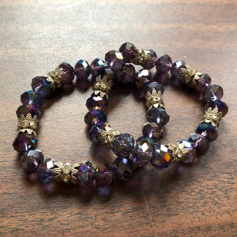 Pair of Purple Beaded Bracelets